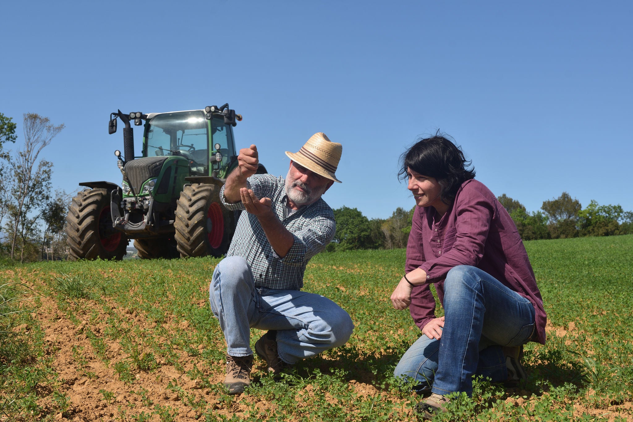 a couple of farmers inspecting the land